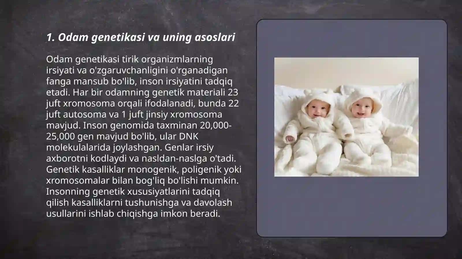 Odam genetikasi.Uni o'rganish usullari:Geneologik va egizaklar usuli 3