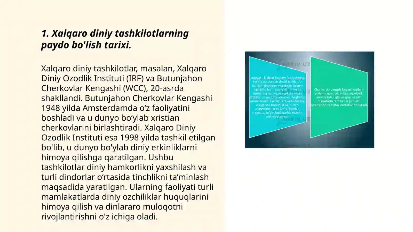 Xalqaro diniy tashkilotlar faoliyatining tarixi va ularning barqaror rivojlanishi 3