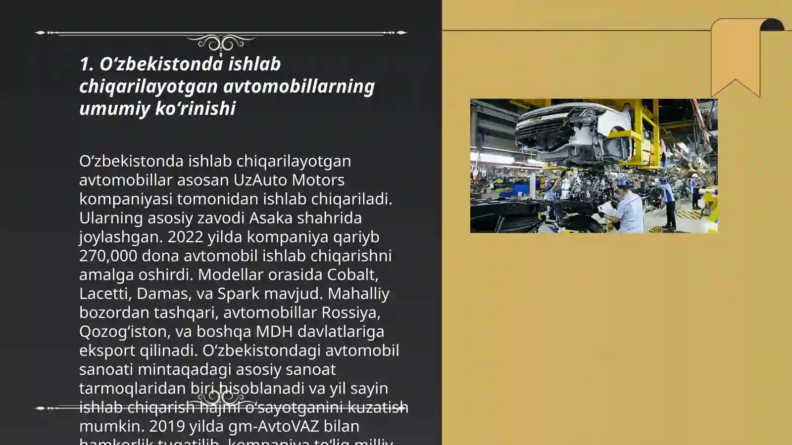 Oʻzbekistonda ishlab chiqarilayotgan avtomobillarning texnik tasnifi 3