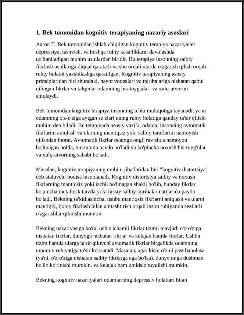 BEK TOMONIDAN KOGNITIV TERAPIYA ELLIZ TOMONIDAN XULQ ATVOR RATSIONAL EMOTSIAL TERAPIYA 3