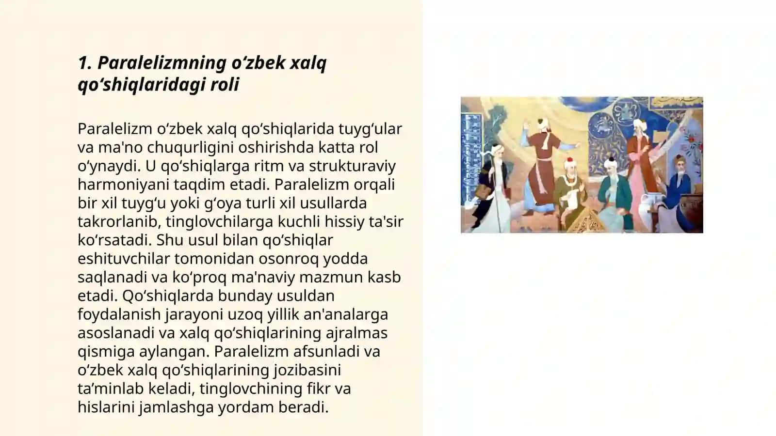 Paralelizm-oʻzbek xalq qoʻshiqlarining tarkibiy qismi sifatida 3