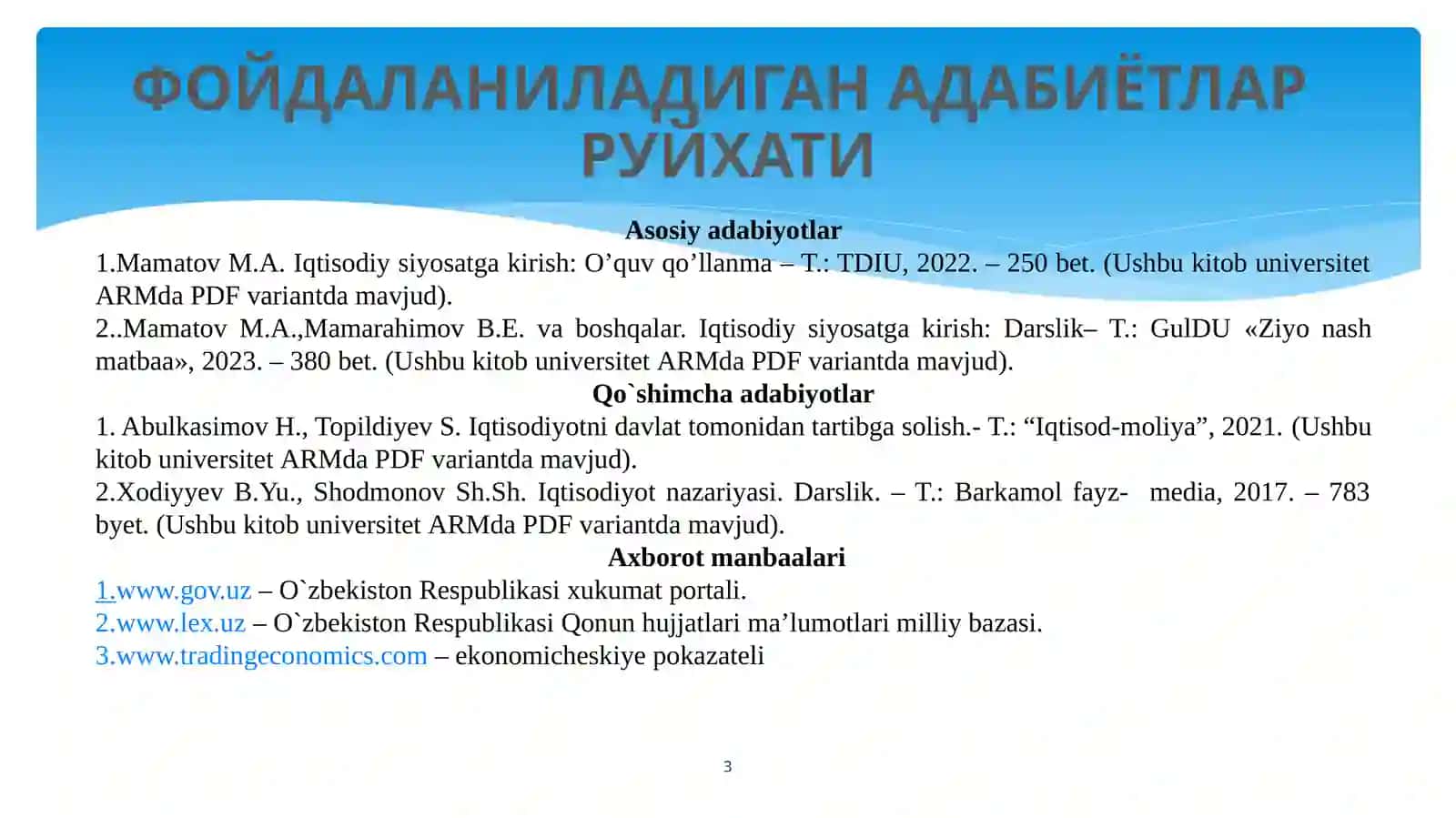Иқтисодиёт, бозор ва иқтисодий сиёсат 3