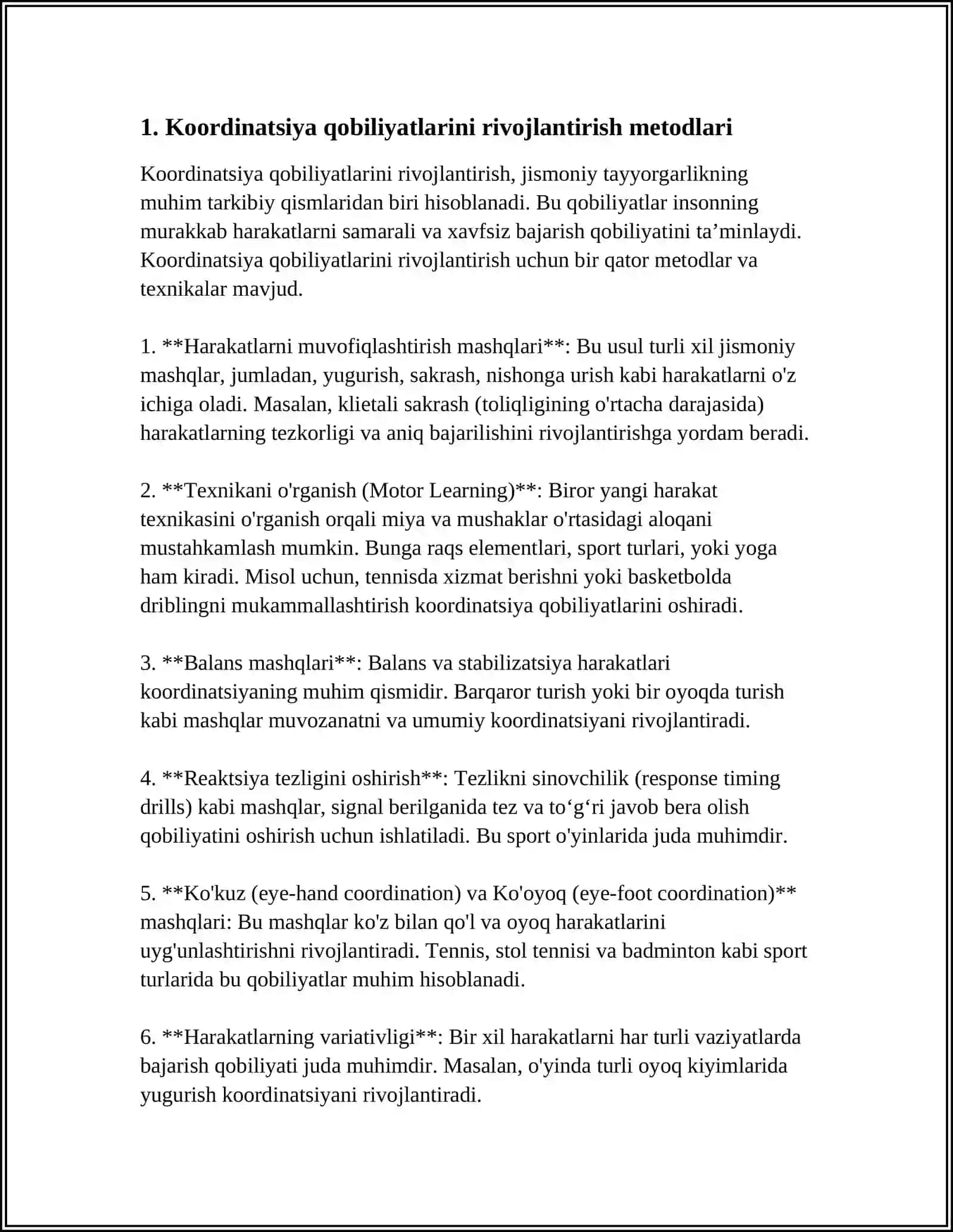 KARDINATSIYON, QOBILYATLAR,CHAQONLIK,QOBILYATLARNI TARBIYALASH 3