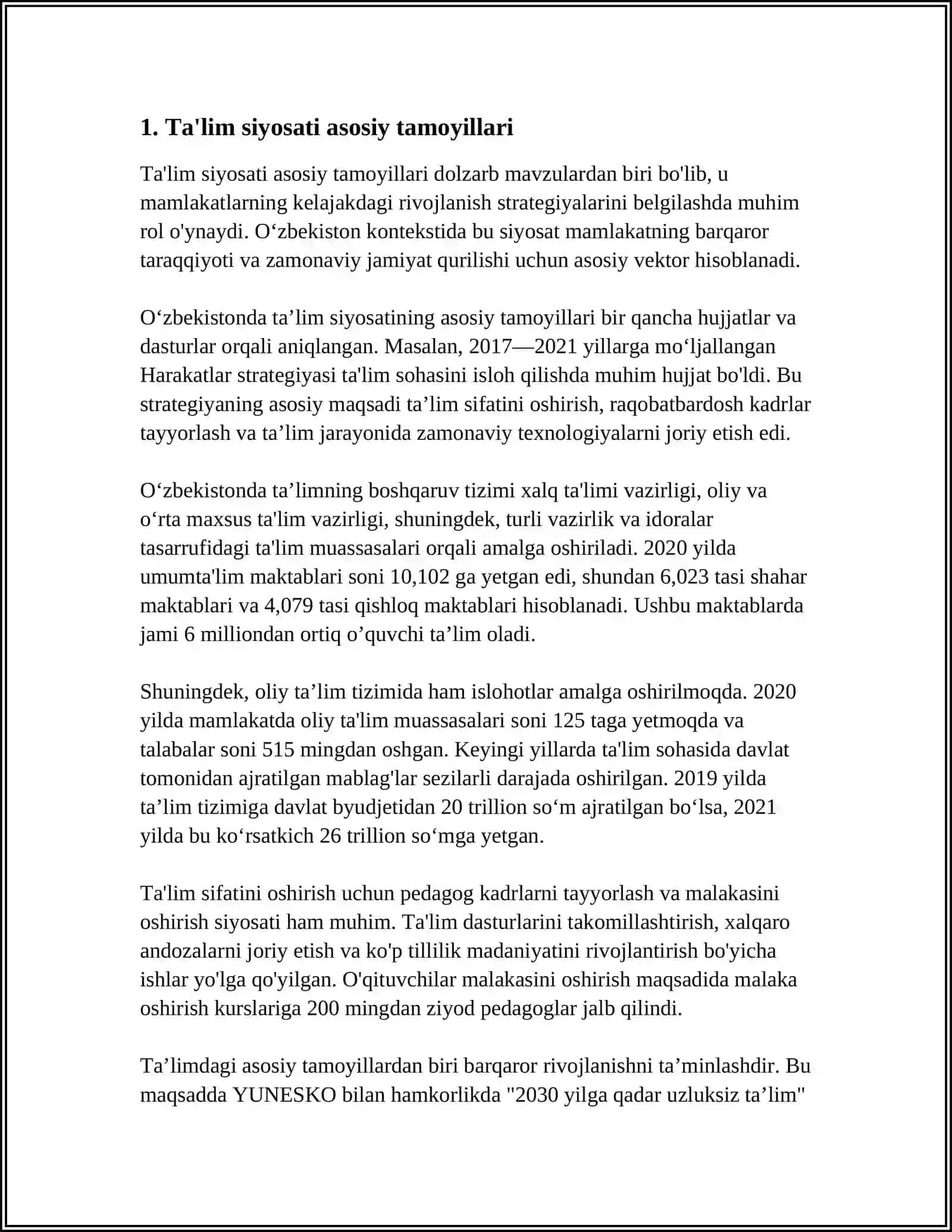 BILIMLENDIRIW TARAWINDAGI MAMLEKET SIYASATININ TIYKARGI PRINCIPLERI 3