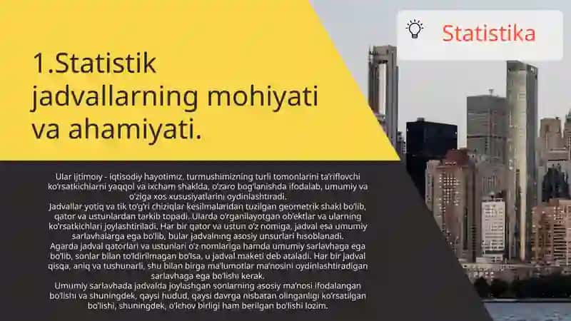 Statistik jadvallarning mohiyati va ahamiyati 3