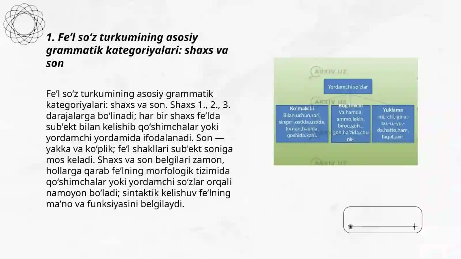 Feʼl soʻz turkumiga xos grammatik kategoriyalar 3