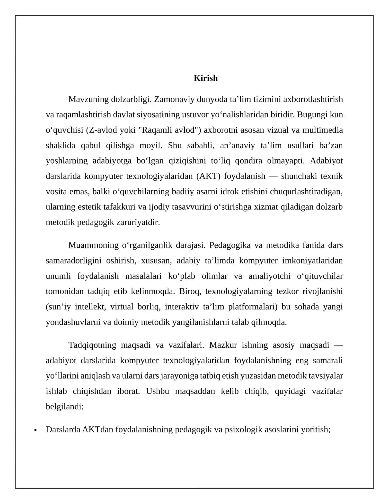 “Adabiyot saboqlarida kompyuter texnologiyasi imkoniyatlaridan foydalanish” mavzusida MUSTAQIL ISH 3