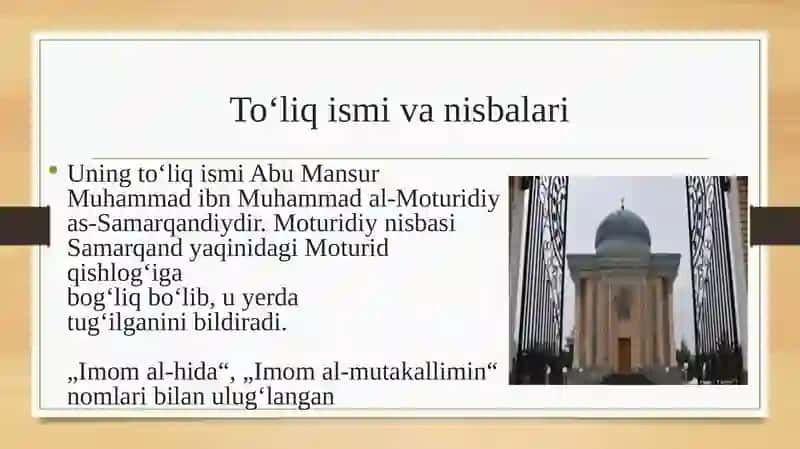 Aqida olimi Imom Abu Mansur Moturidiy 3