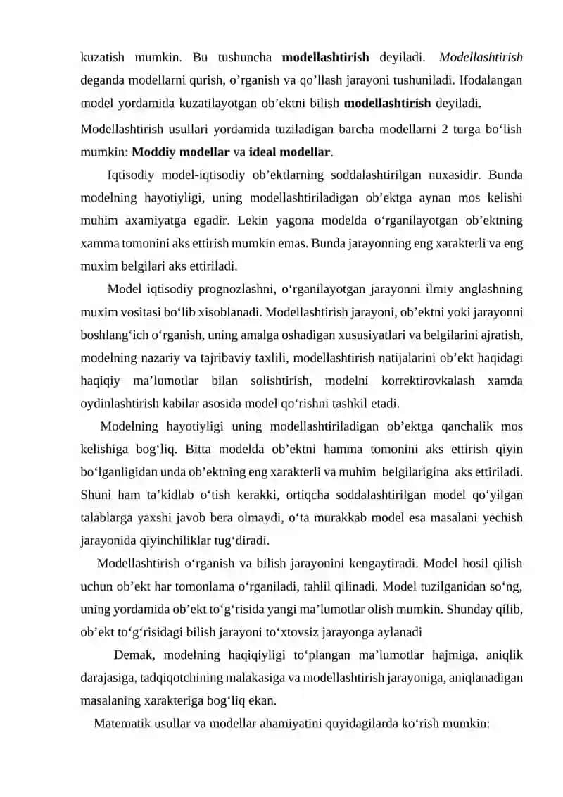 Ijtimoiy jarayonlarni modellashtirish va modellar haqida tushuncha 3