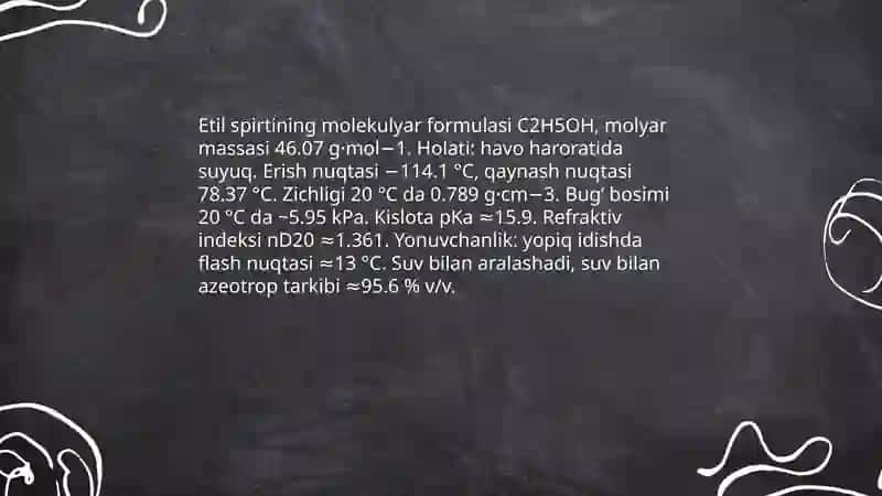 Etil spirtini sanoatda olinishi va xalq xo'jaligida ishlatilishi 3