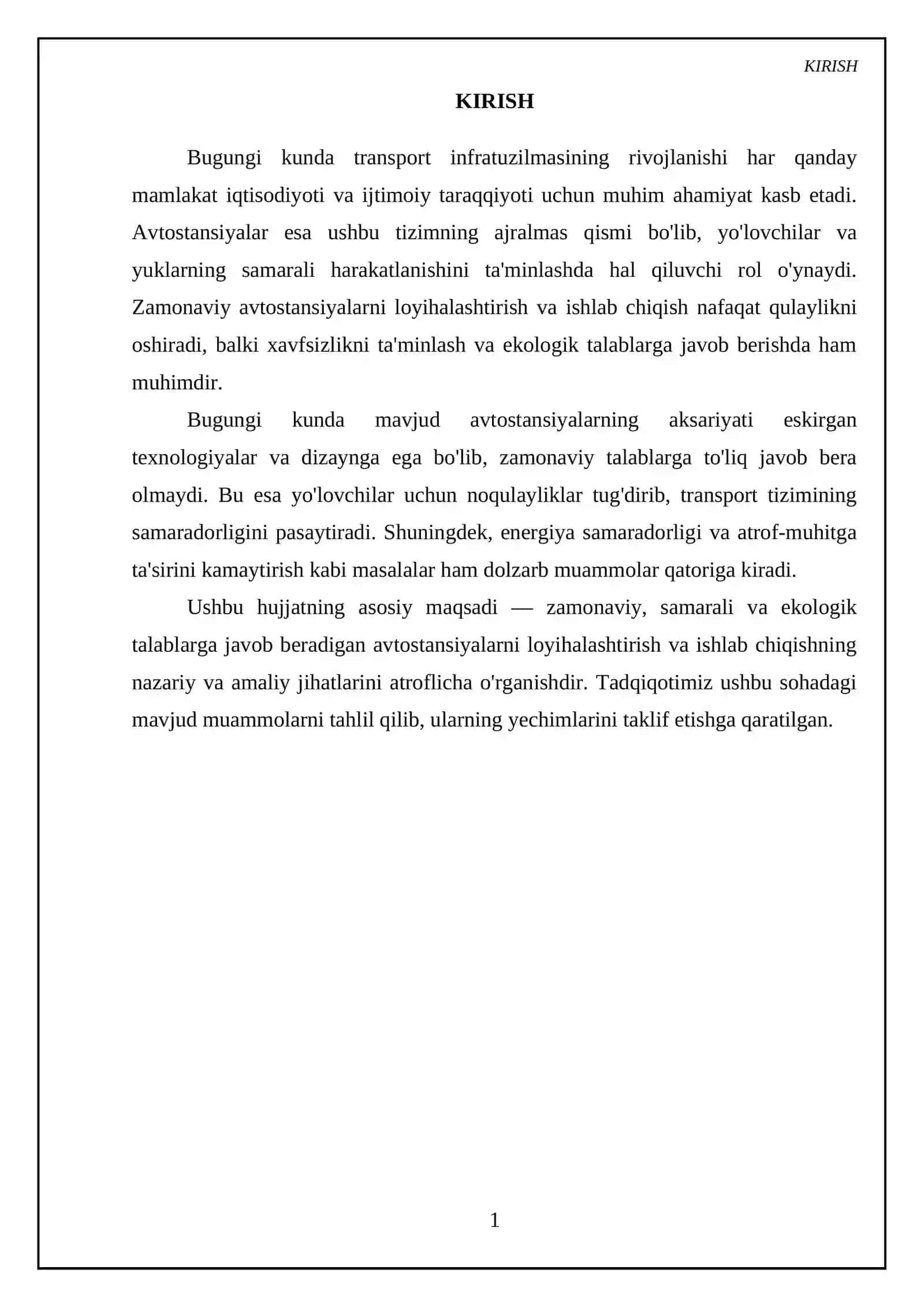 Avtostansiya loyihasini loyihalashtirish va ishlab chiqish 3