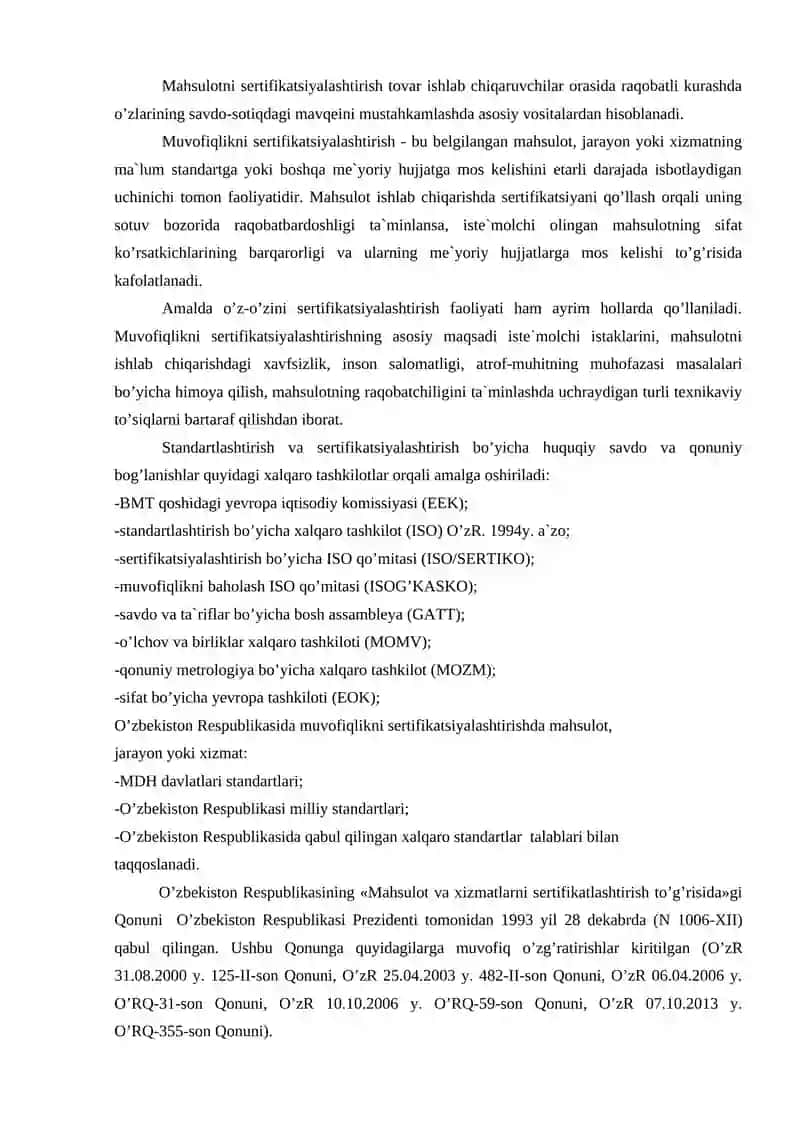 MAVZU. SERTIFIKATLASHTIRISHNING AHAMIYATI 3