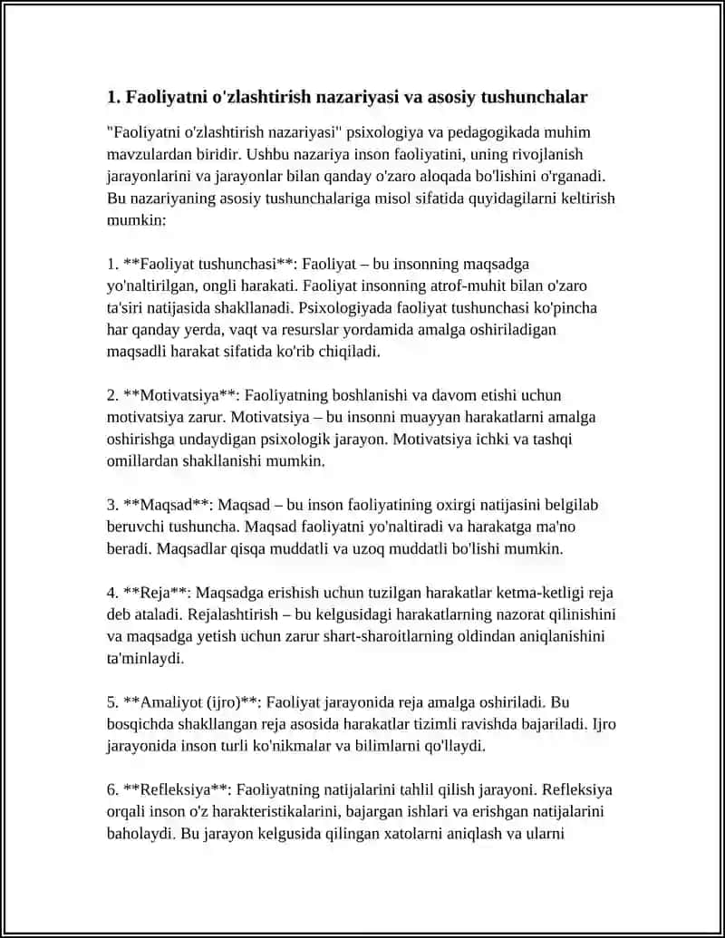 Faoliyatning O'zlashtirilishi va Malakalarni Egallash.Motiv va Motivatsiya 3