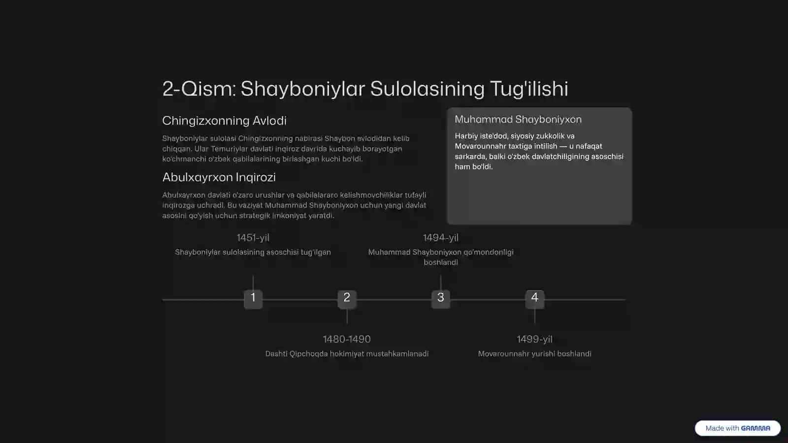Movarounnahrda Shayboniylar Hukmronligining O'rnatilishi: Tarixiy Sarguzasht 3