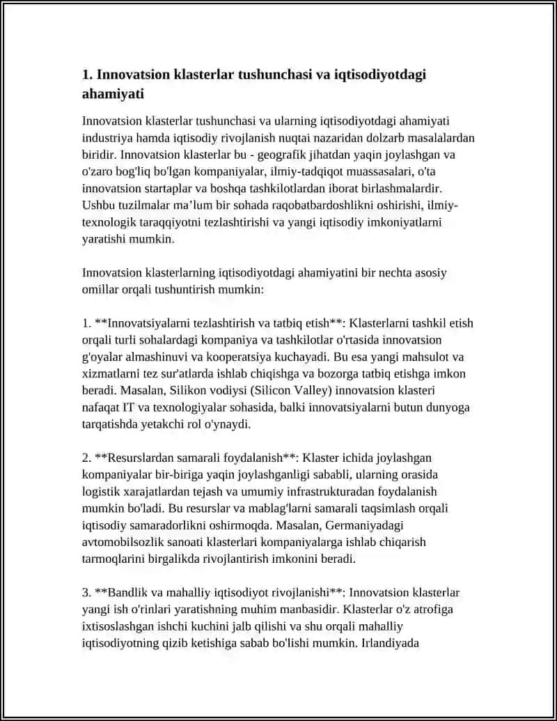 IQTISODIYOTDA INNOVATSION KLASTERLARNI SHAKILLANTIRISH ZARURIYATI 3