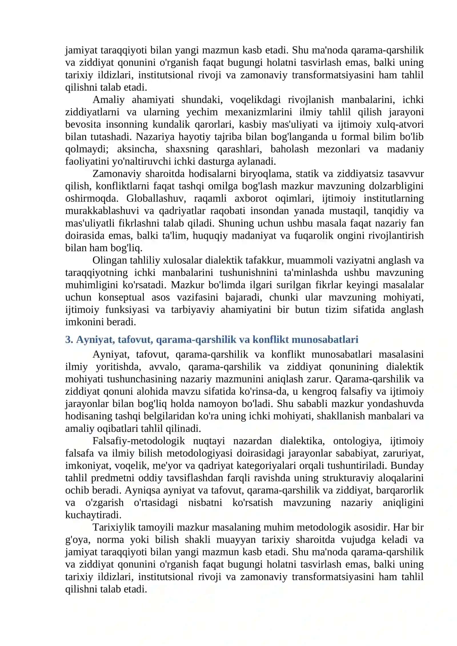 QARAMA-QARSHILIK VA ZIDDIYAT QONUNI 3