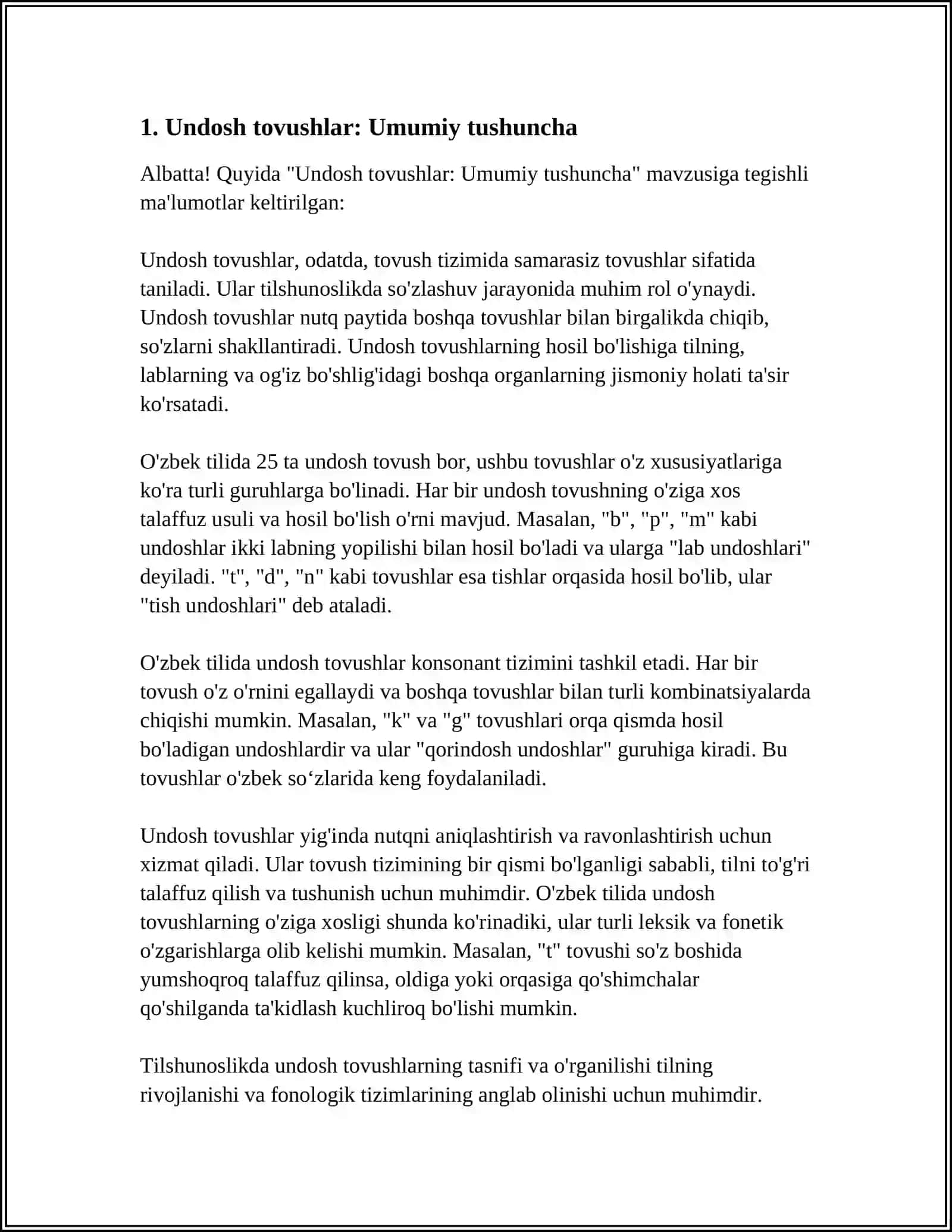 HOZIRGI O‘ZBEK ADABIY TILIDA UNDOSHLAR TASNIFI 3