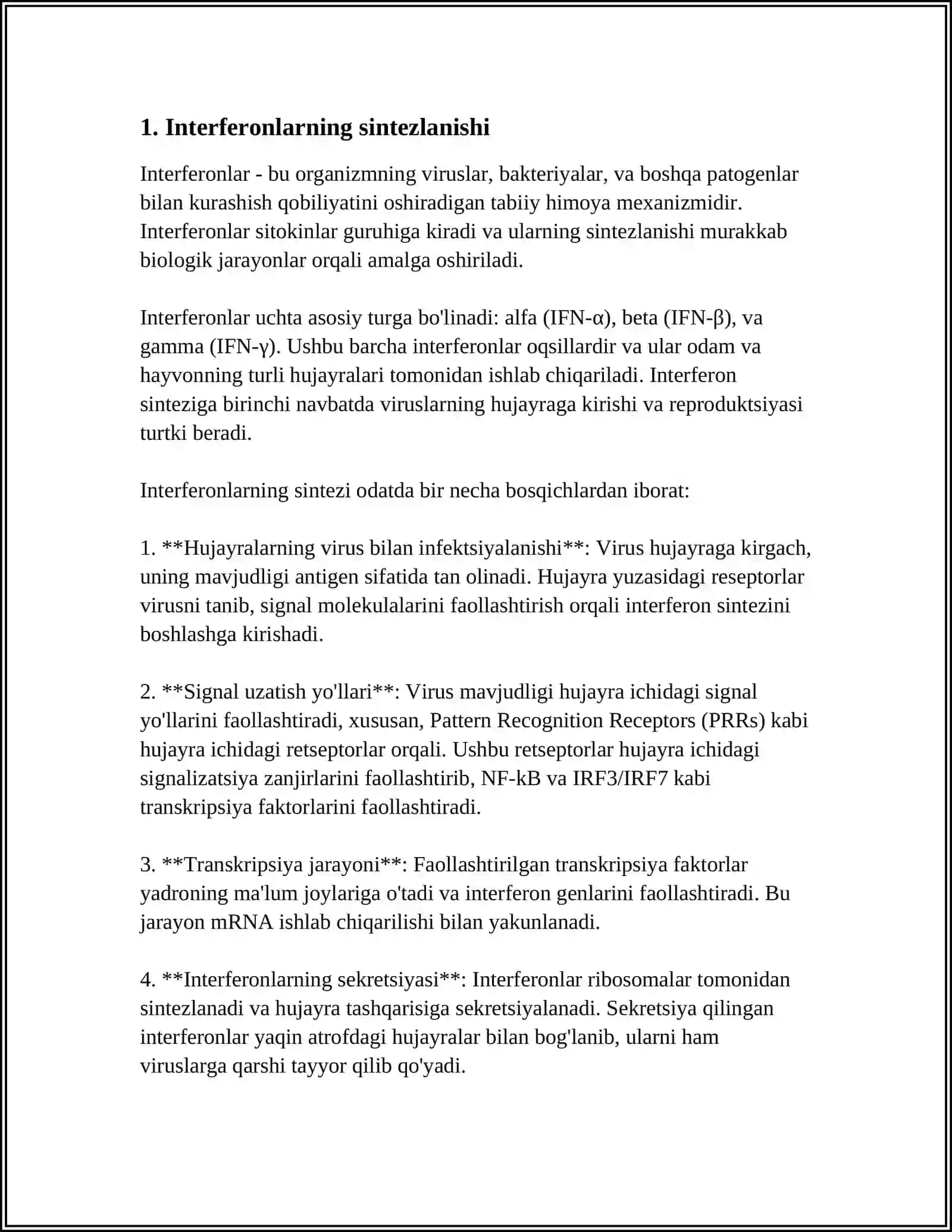 INTERFERON VA SITOKSINLAR SINTEZLANISHI VA TA'SIR MEHANIZIMI 3