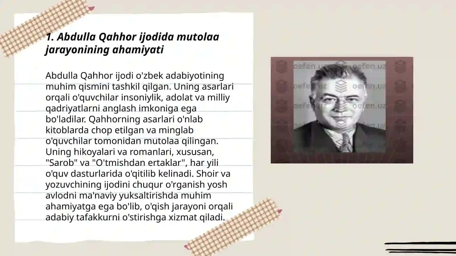 Abdulla Qahhor hikoyalari misolida 3