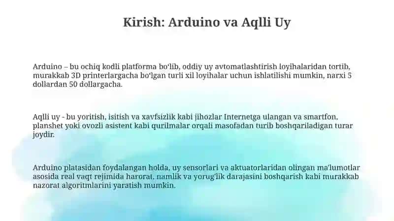Arduino dasturida aqilli uy 3
