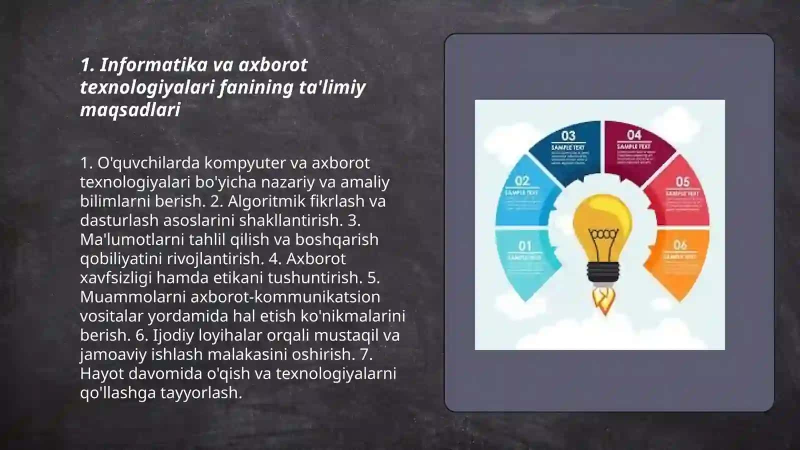 Informatika va axborot texnologiyalari fanini o'qitishning maqsad va vazifalari 3