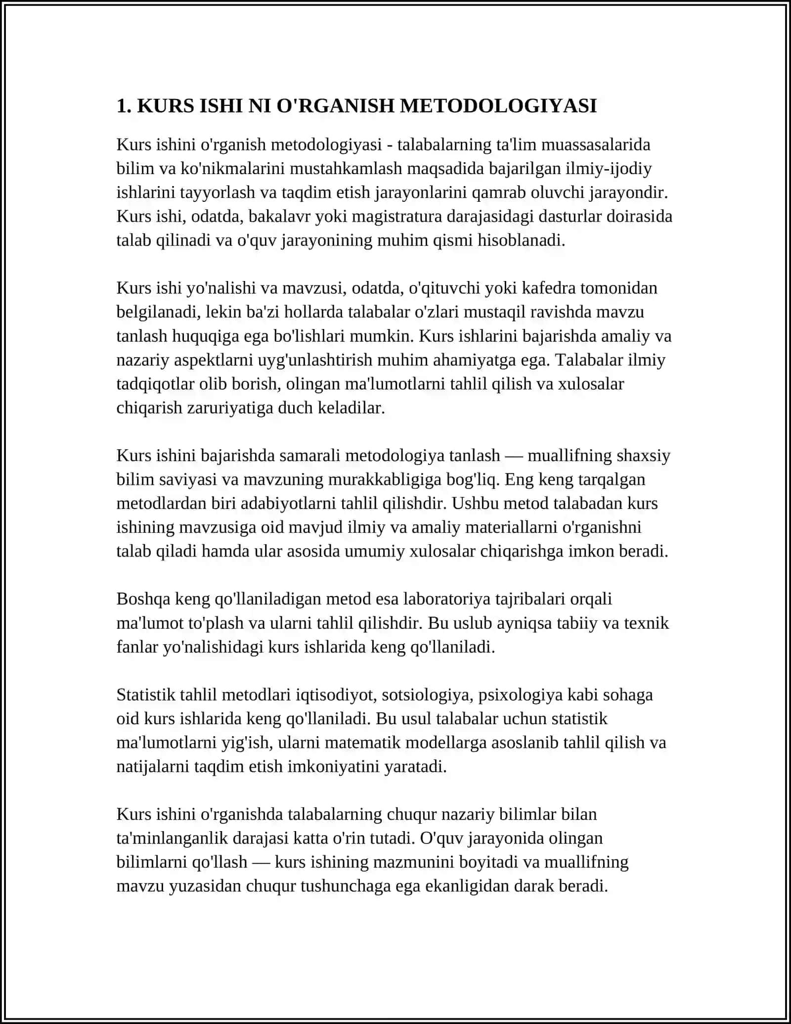 KURS ISHI NI O'RGANISH METODOLOGIYASI 3