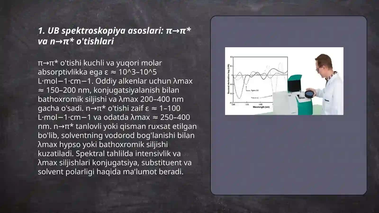UB spektroskopiya organuk brikma spektrini olib tahlil qilish 3