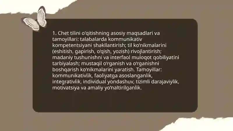Chet tilini o'qitish metodikasining maqsad va vazifalari 3