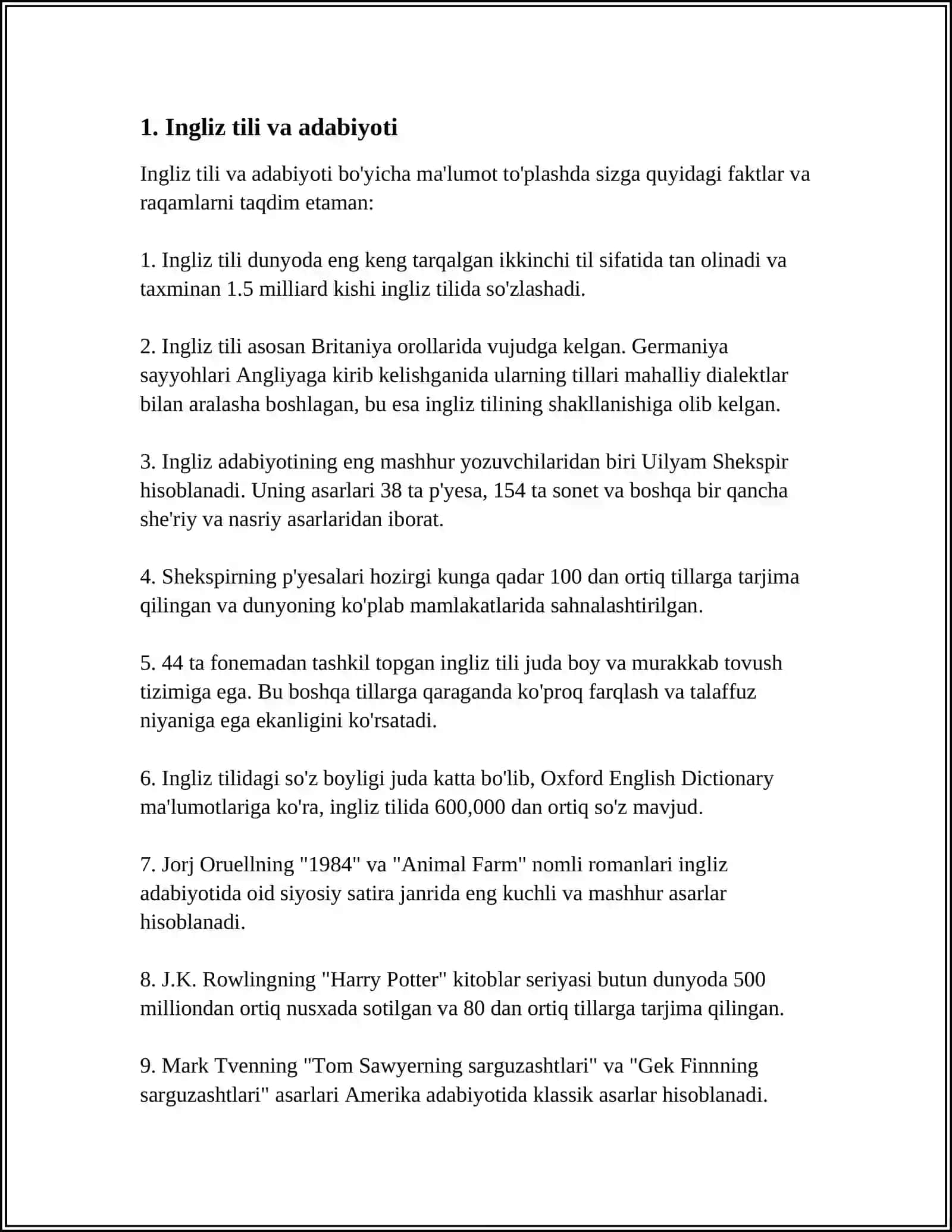 REFERAT Mavzu: SAMARQAND DAVLAT CHET TILLARI INSTITUTI FILOLOGIYA YUNALISHI 2329-GURUH TALABASI HAKIMOVA HAYITGUL 3