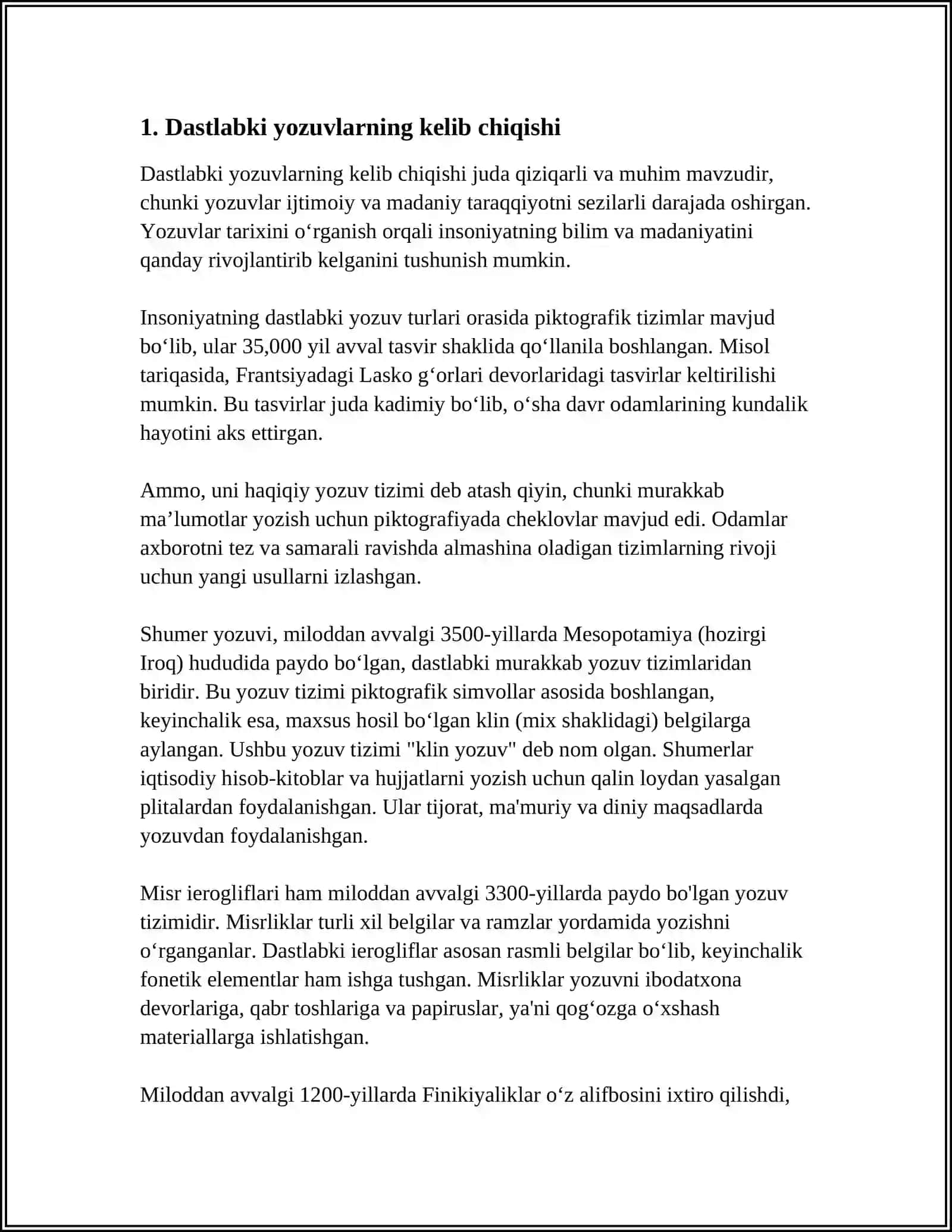 MUSTAQIL ISH Mavzu: DASTLABKI YOZUVLAR 3