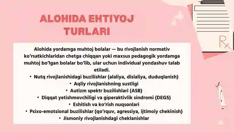 ALOHIDA YORDAMGA MUHTOJ 3-6 YOSHLI BOLALAR BILAN ISHLASH BO'YICHA METODIK QO'LLANMA 3