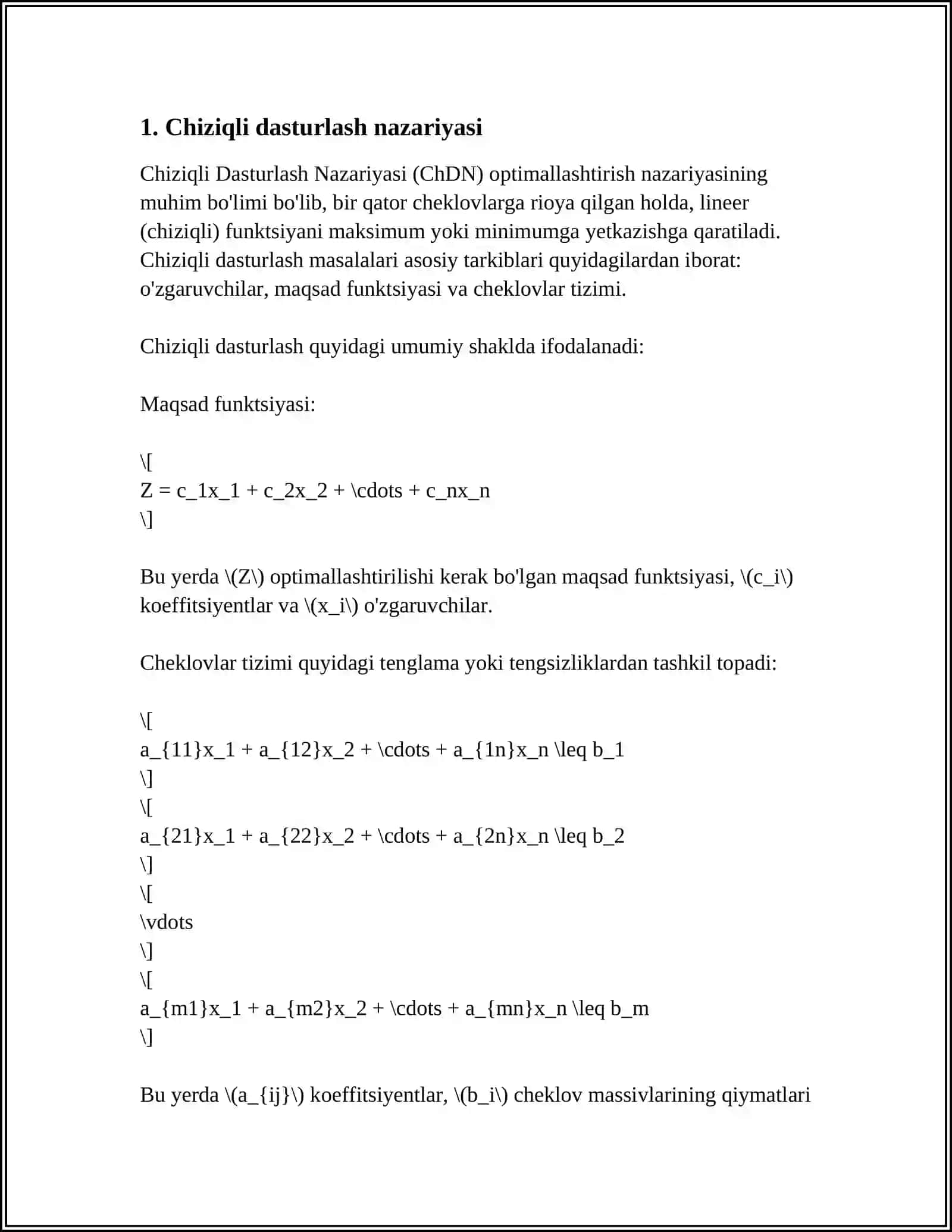 CHIZIQLI PROGRAMMALASH MASALASINI GRAFIK USULDA YECHISH 3