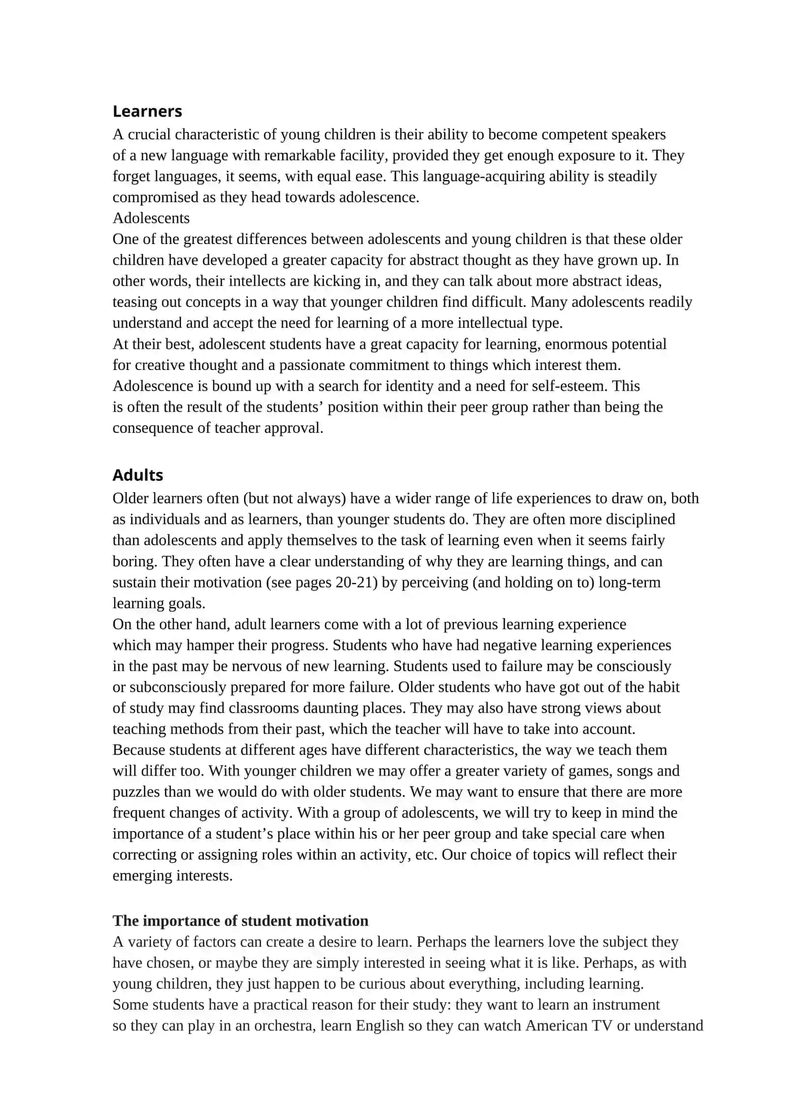 Reasons for learning 3