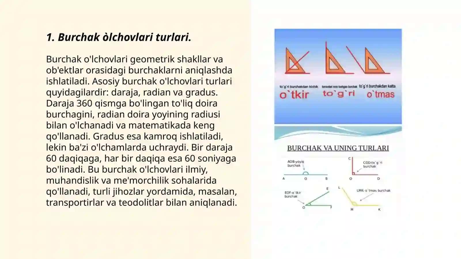 Burchak òlchovlari turlari 3