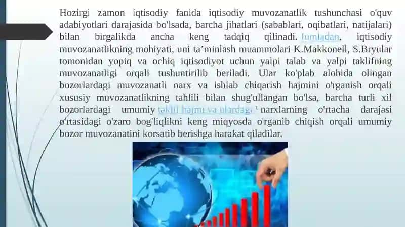 Iqtisodiy muvozanat,uni taminlash shart-sharoitlari va aniqlash usullari 3
