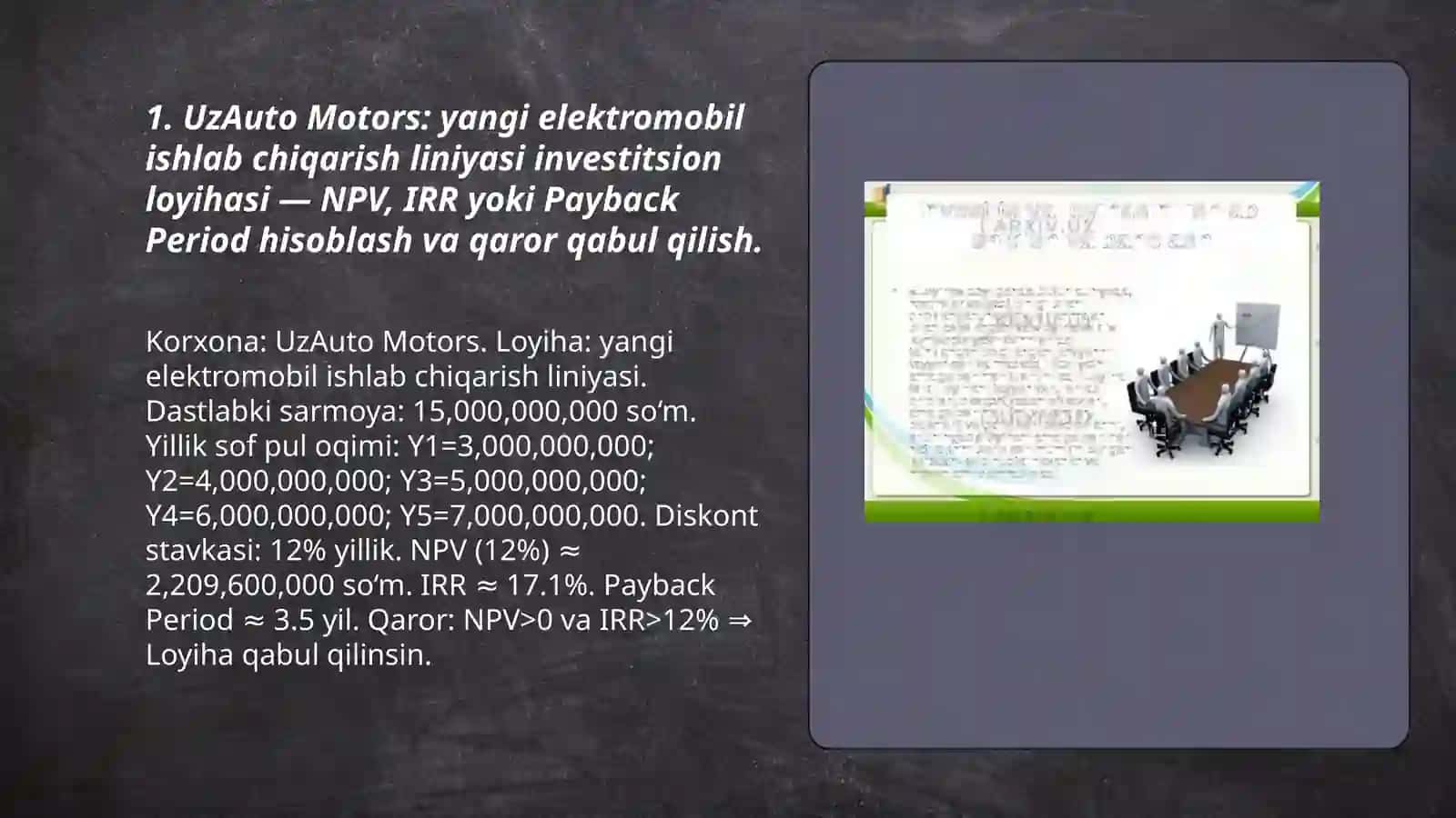 10-mavzu: Investitsion loyiha samaradorligi 3