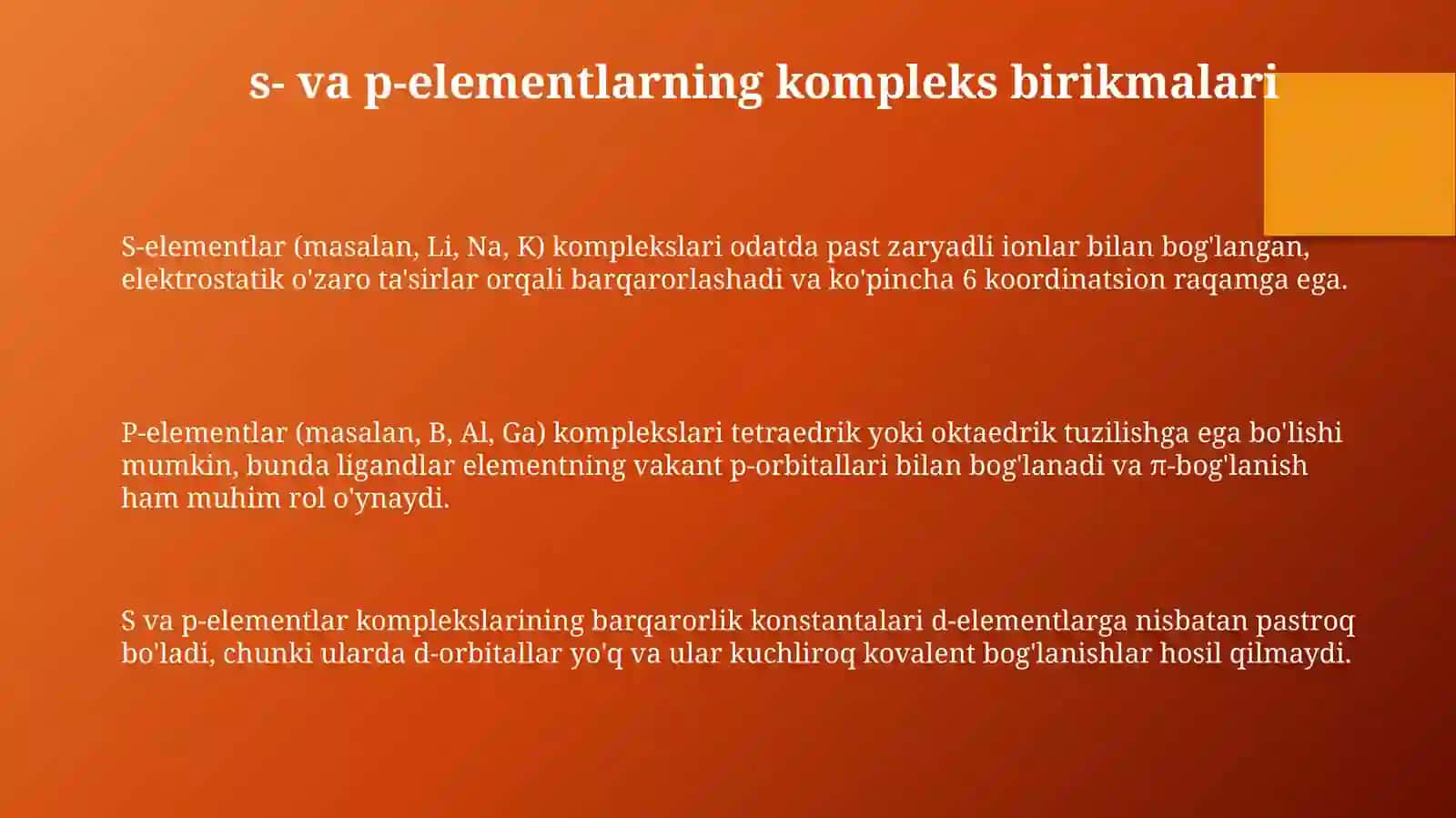 S- va p-elementlarning kompleks birikmalari 3