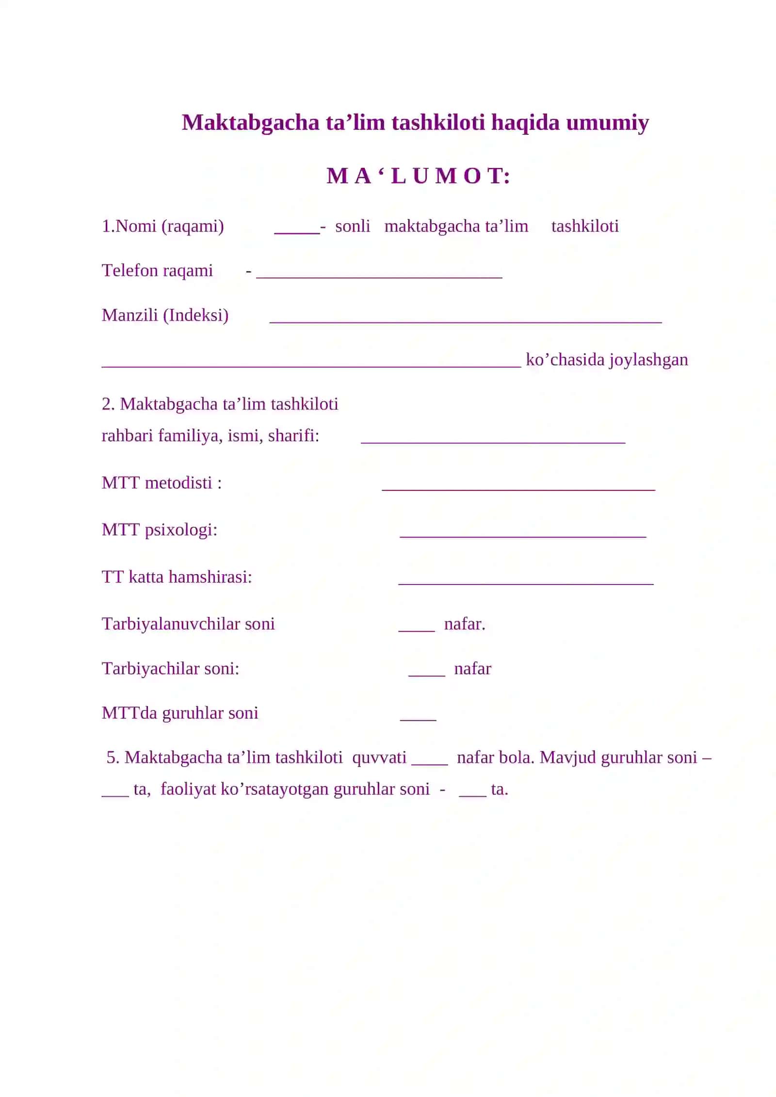 MAKTABGACHA TA'LIM HAMSHIRASI ISH REJASI 3