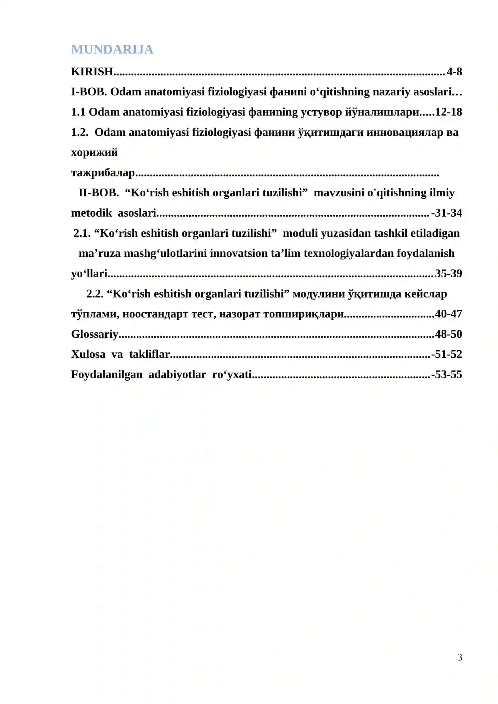 Aniq va tabiiy fanlarni o’qitish metodikasi (Biologiya)yo’nalishi bo’yicha malaka oshirish kursi tinglovchisi 3
