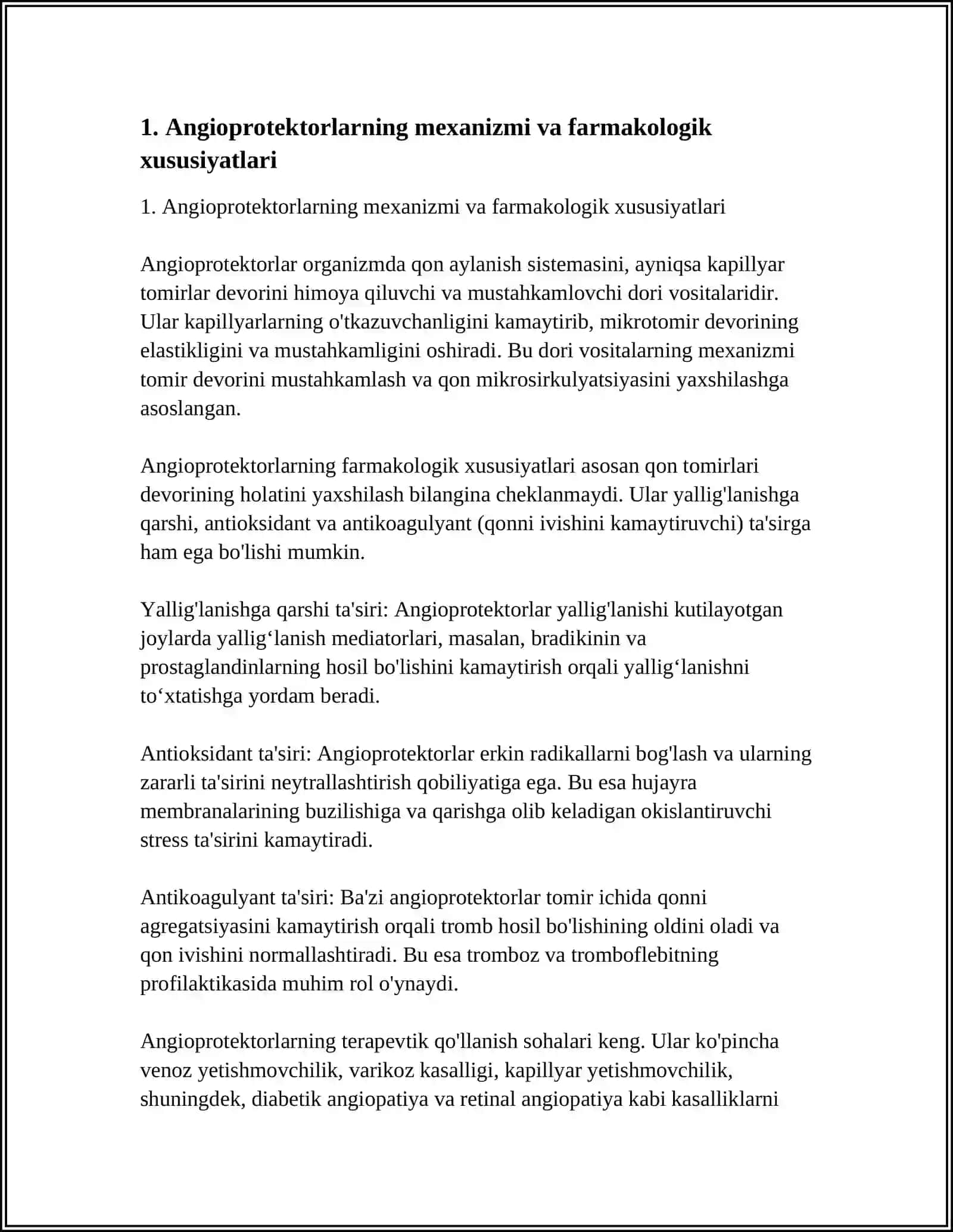 ANGIOPROTEKTORLAR,VENOTROP VOSITALAR,ATEROSKLEROZGA QARSHI VOSITALAR 3