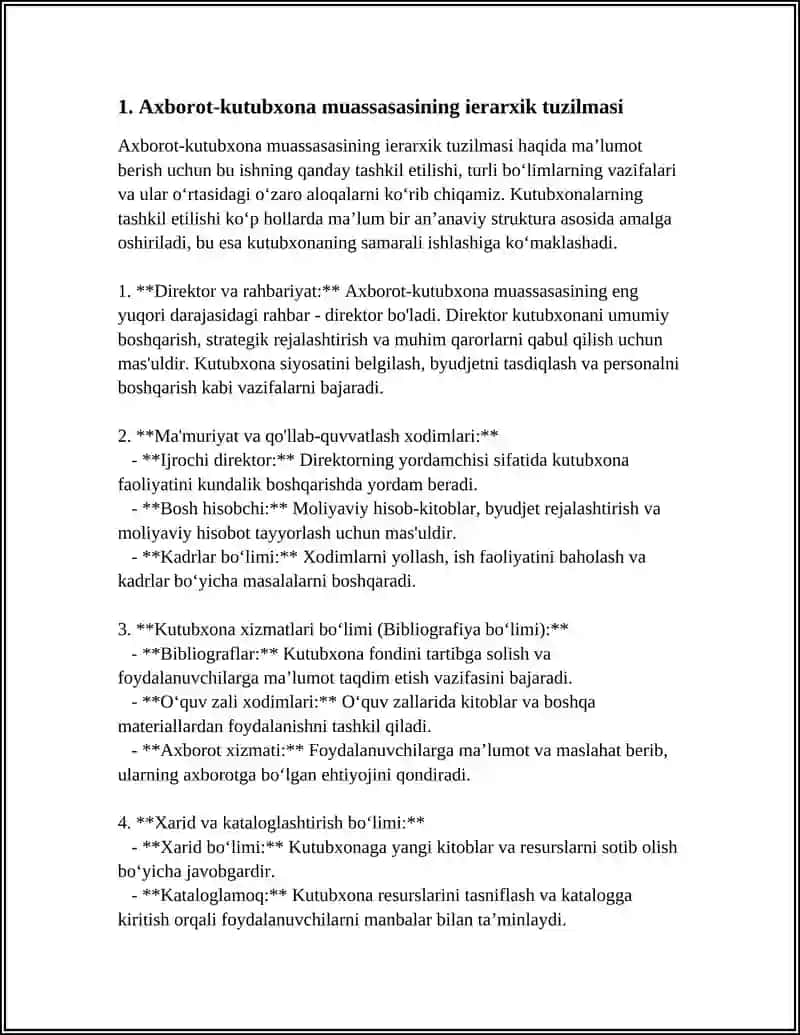 AXBOROT-KUTUBXONA MUASSASASINING BOSHQARUV TUZILMASI: TASHKILIY VA FUNKSIONAL 3