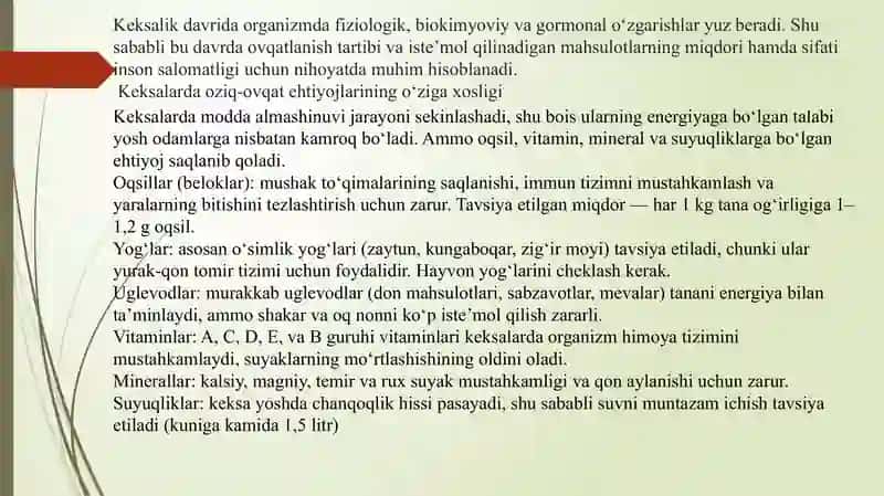 Keksa yoshda unumli ovqatlanish 3