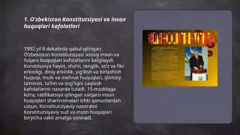 O'zbekistonda inson huquqlari va erkinliklari kafolatining yaratilishi 3