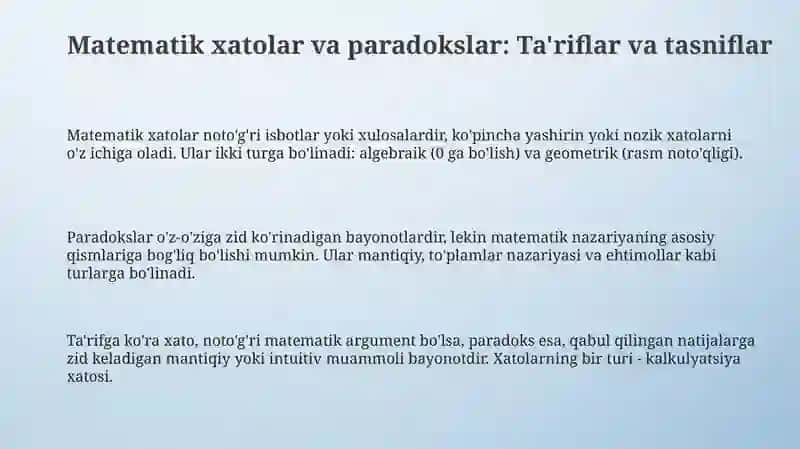 Matematik sofizmlar.Matematik paradokslar 3