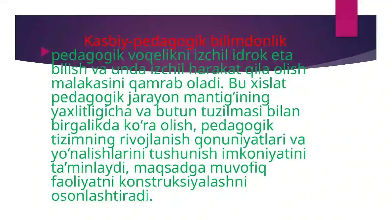 SPORT O'QITUVCHISINING PEDAGOGIK FAOLIYATINI
USULLARI VA VOSITALARI, PEDAGOGIK JARAYONINI
TASHKIL ET 3