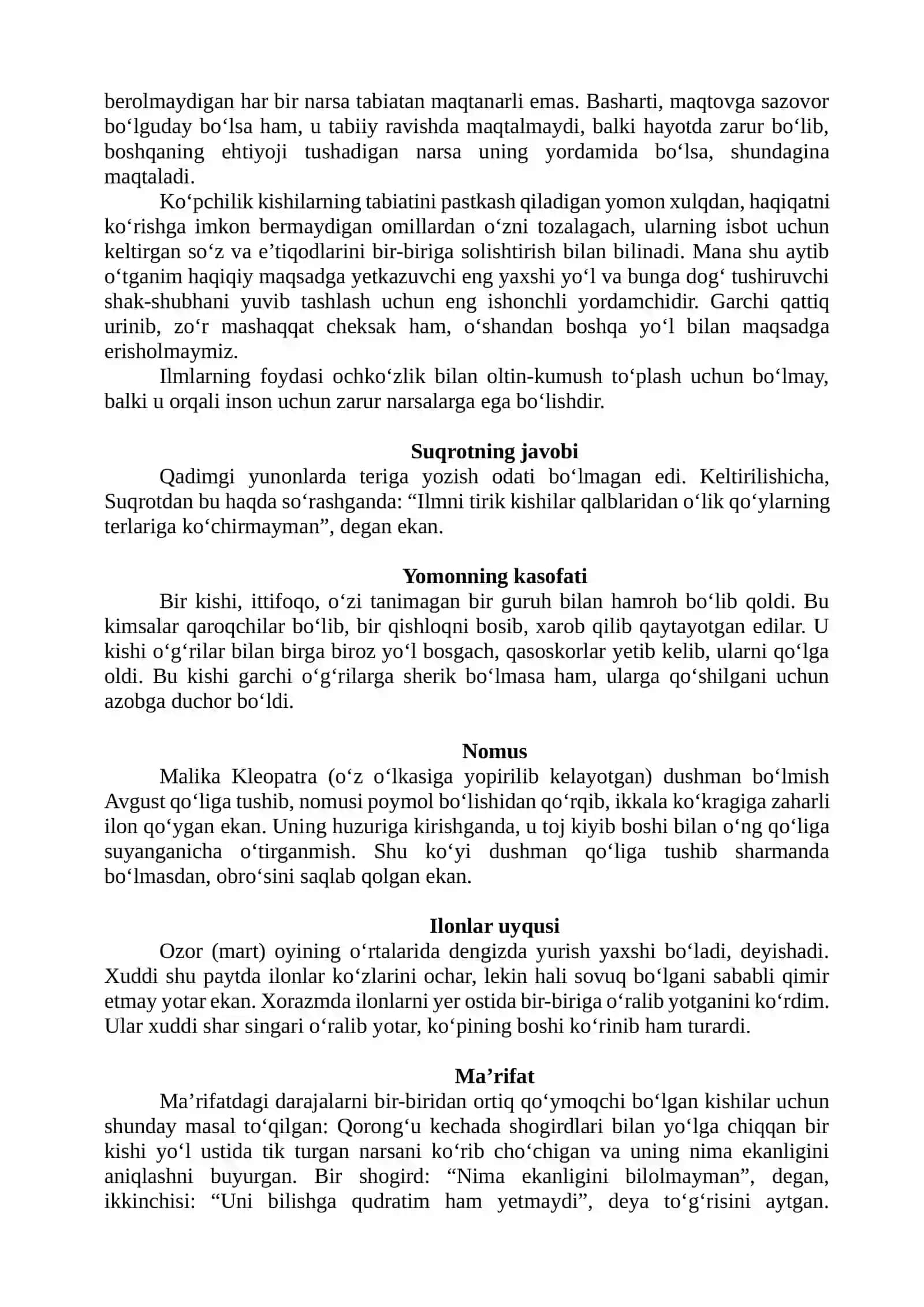 Beruniyning “Qadimgi xalqlardan qolgan yodgorlik” asarida rivoyat va afsona janriga oid ma’lumotlar 3
