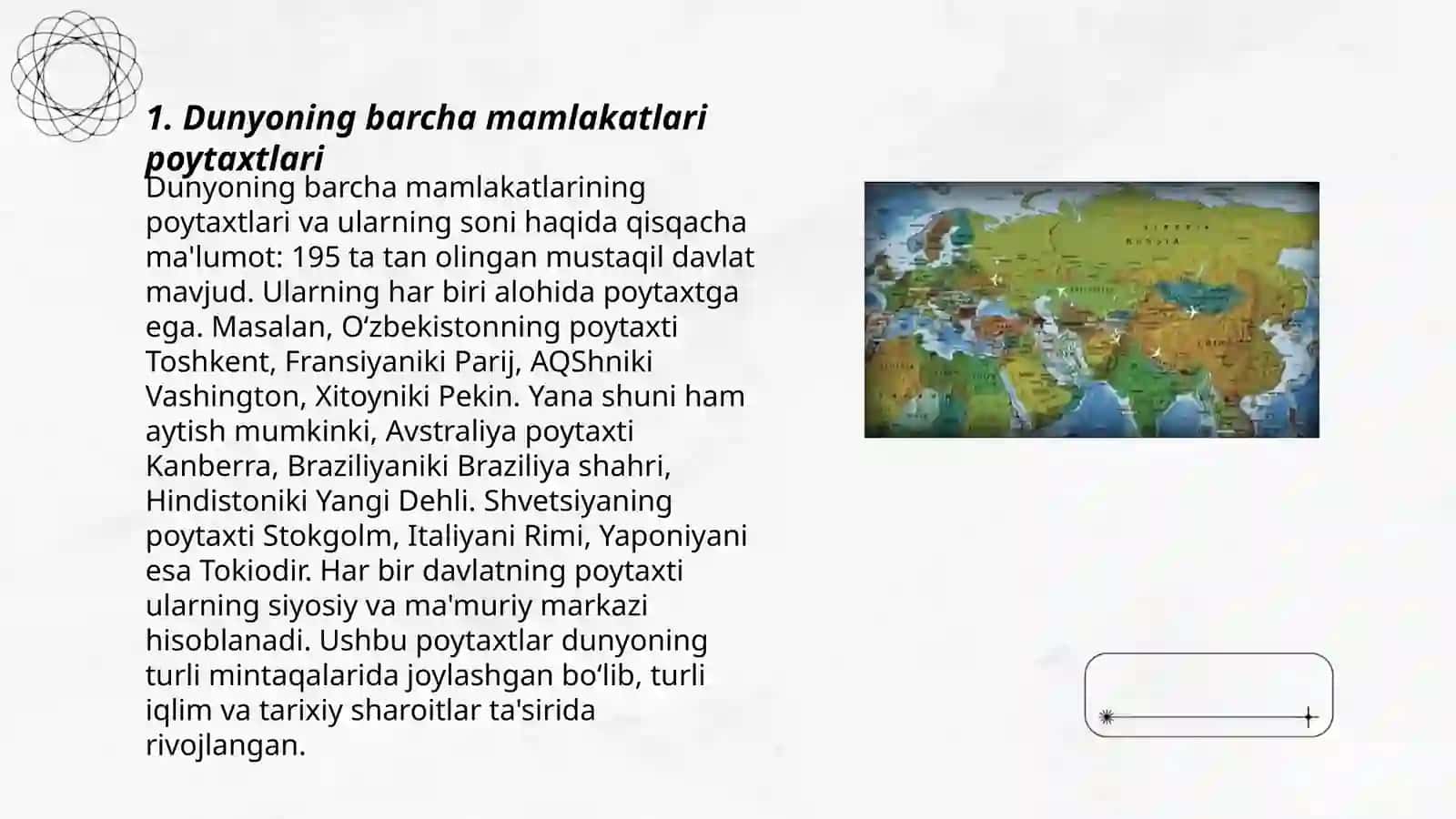 Dunyo mamlakatlari poytaxtlari nomlari 3