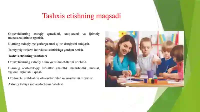 O'QUVCHILARNING AXLOQIY TARBIYALANGANLIK DARAJASINI TASHXIS ETISH 3