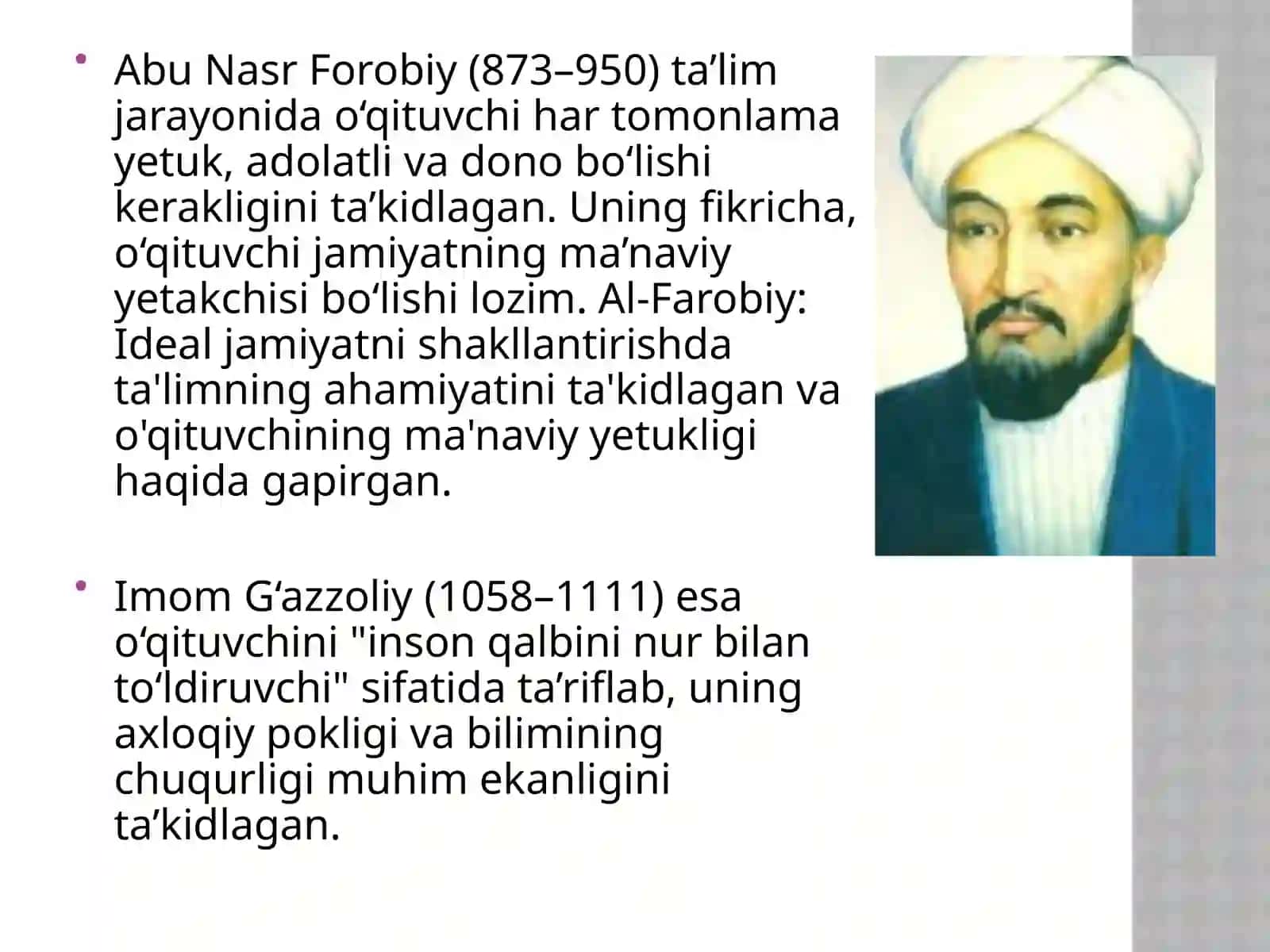 Sharq mutafakkirlarining kasbiy–pedagogik faoliyatini shakllantirishga oid qarashlari hamda xorijiy tajribalar asosida bo‘lajak o‘qituvchilarni pedagogik faoliyatga tayyorlash 3