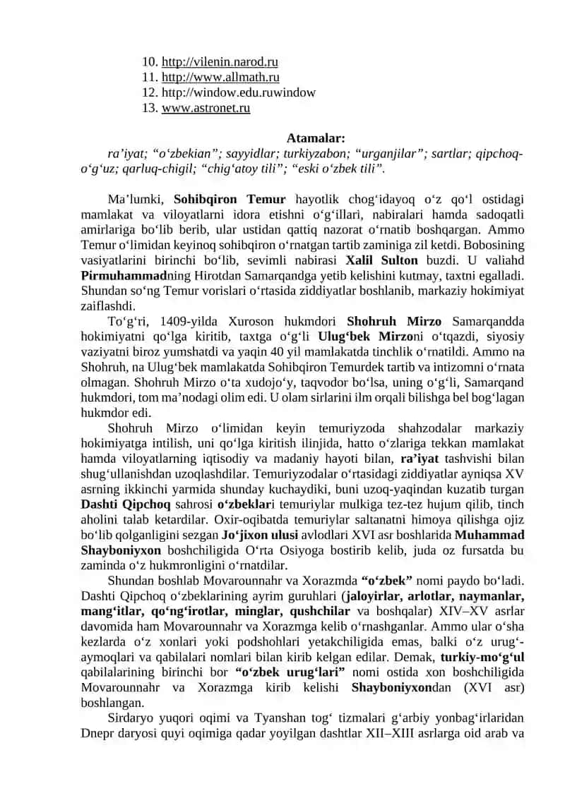 Dashti Qipchoq o'zbeklarining Movarounnahrga kirib kelishi va o'zbek xonliklari davrida etnomadaniy jarayonlar 3